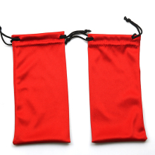 Red Microfiber Drawstring Eyeglass and Sunglasses Pouch