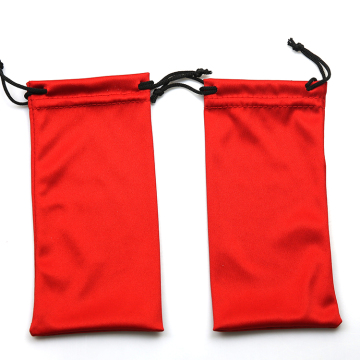 Red Microfiber Drawstring Eyeglass and Sunglasses Pouch