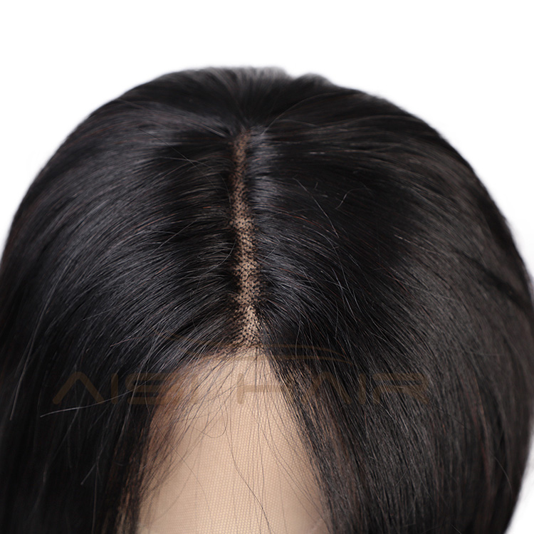 Aisi Hair 16 Inch Medium Long Natural Black Swiss Lace Wig Natural Straight Brazilian Human Hair Lace Front Wigs For Black Women
