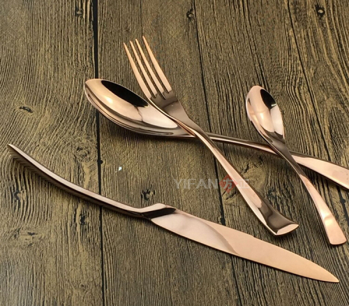 Wholesale cutlery copper, rose gold plated flatware
