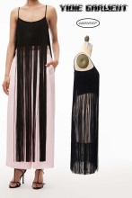 Bodycon Sleeveless Black Knit Fringe Tank Top