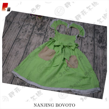 girls green ruffle sleeve double pocket dress