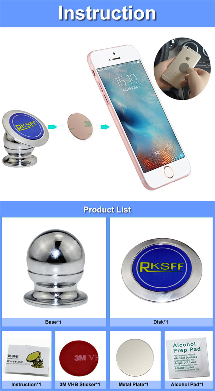 Zinc Alloy Magnetic Phone Holder Silver