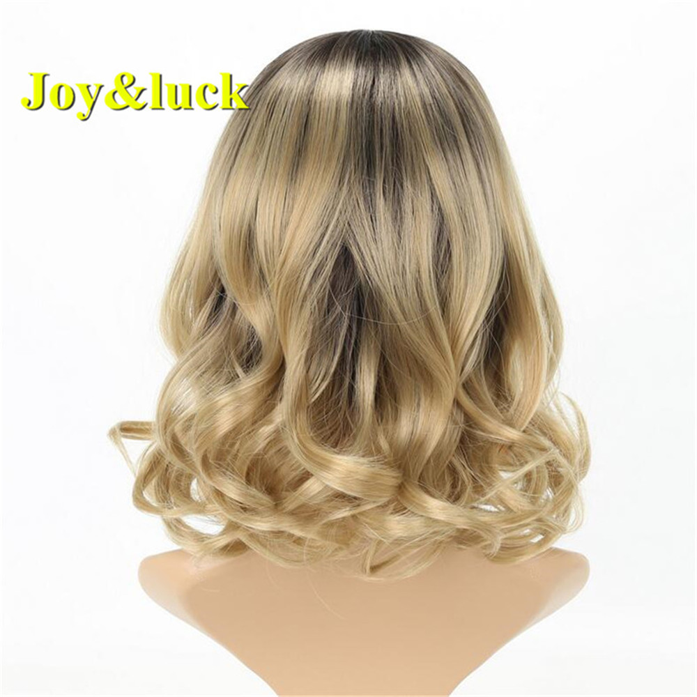 Woman Ladies Wig Wholesale Wigs for Women Middle Part Party Dark Root Brown Ombre Blonde Natural Short Curly Synthetic Hair Wigs