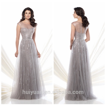 one piece long cap sleeve beaded fashion night evening dress