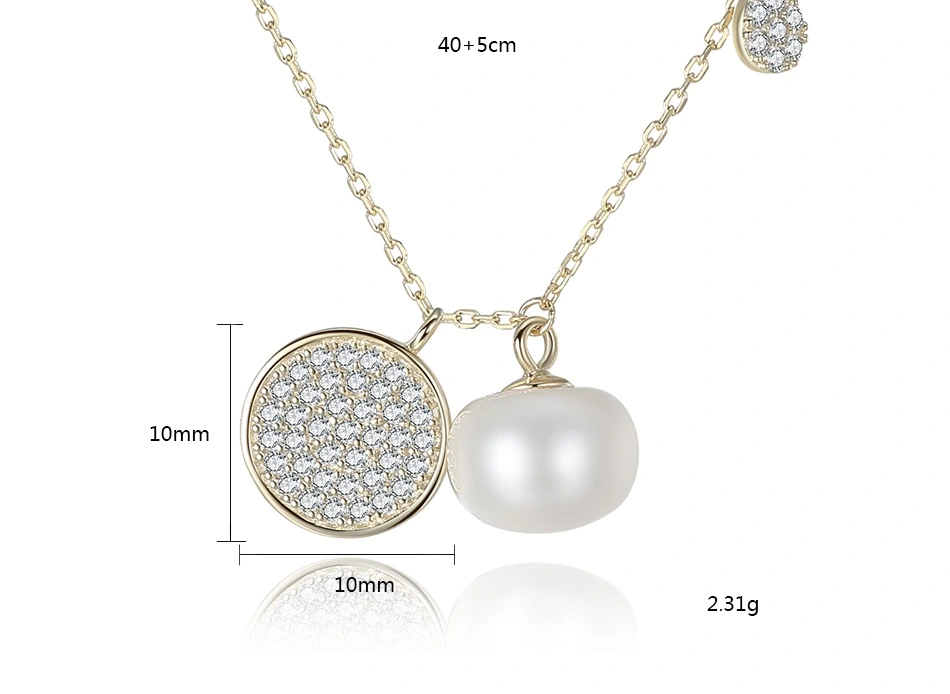 CZ Crystal Silver Freshwater Bread Pearl Pendant Necklaces