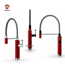 Red Kitchen Mixer Pull-Down Kitchen Sink Faucet