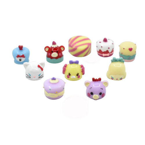 Cartoon Animal Cat Bear Resin Decoration Simulation Cake Beads Cabochon Children Jewelry Ornament Accessories