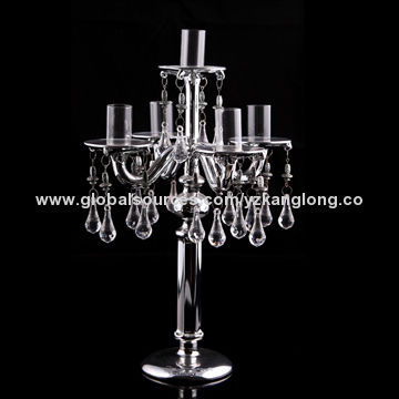 Candle holder, acrylic hangs falls, sterling silver overlay, 5 holders