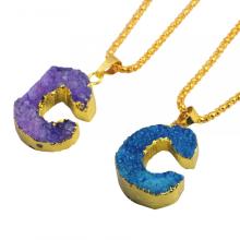 Colorful Crystal Alphabet Letter C Pendant Necklace