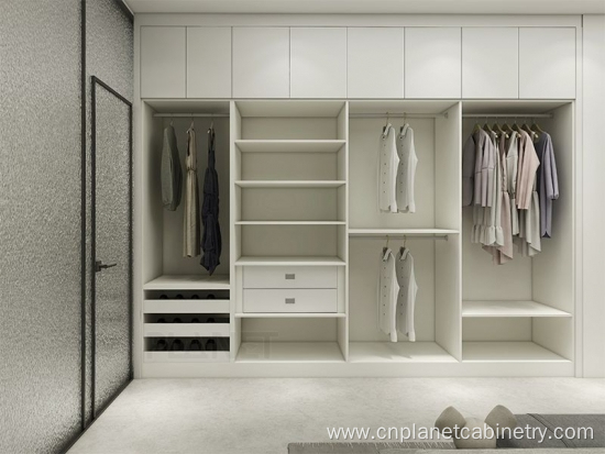 New Design Sliding Door Wooden White Simple Wardrobe
