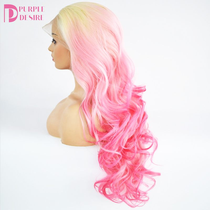 high temperature fiber ombre color silky  colorful middle part synthetic bob lace front wig