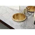 Round Stainless Steel Gold Above Counter Bathroom Sink