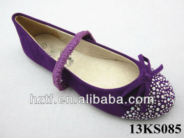 Girl Elastic Flats with Bow,Diamond Ballerina Shoes