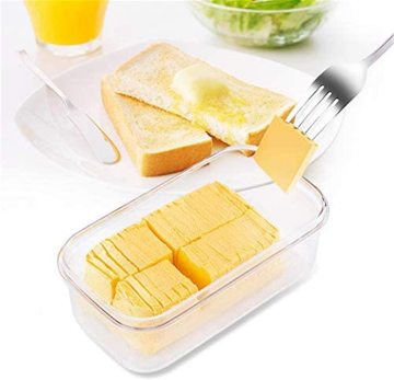 White Rectangle Airtight Butter Keeper Box with Cutter for Freshness Preservation