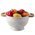 Bamboo Handle Iron powder coating Colander