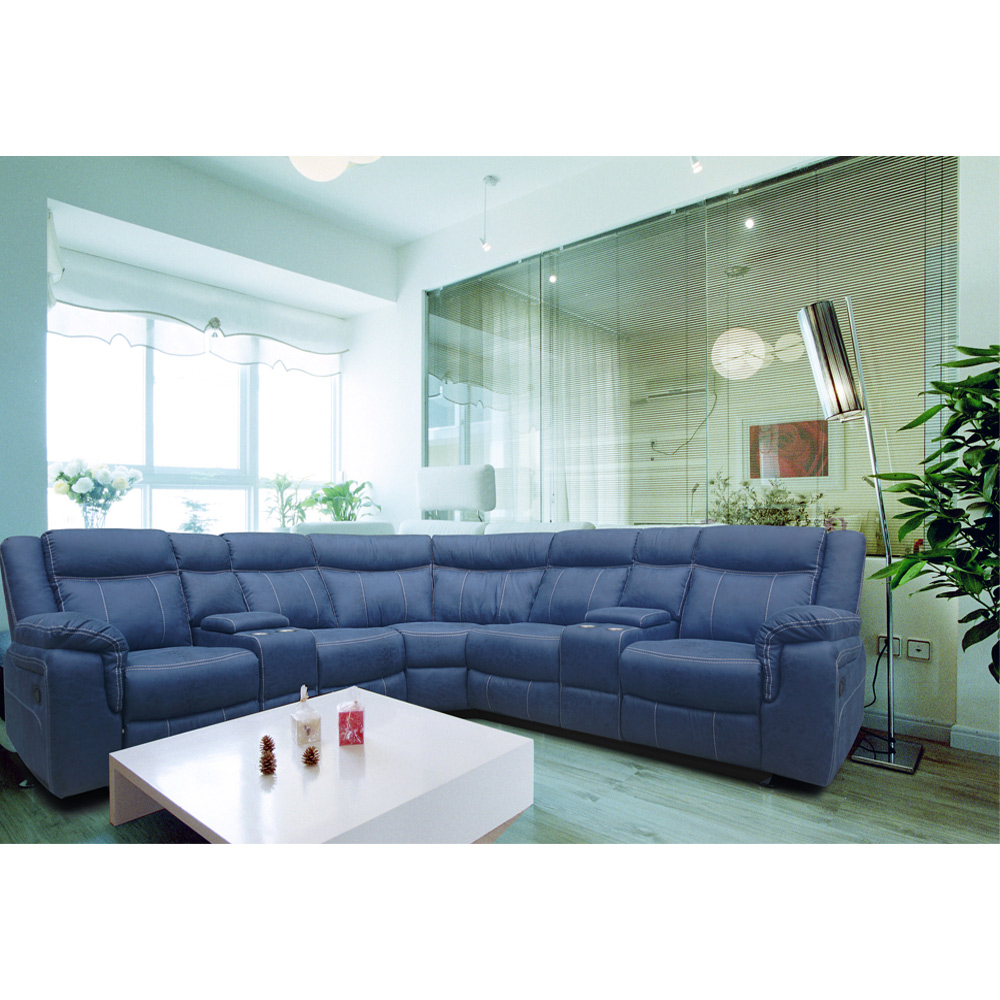 Curved Corner Sofa with Manual Recliners