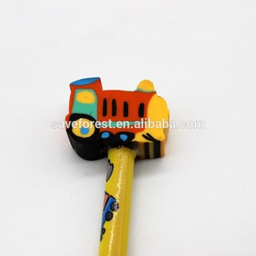 cute pencil with customized 3D eraser topper