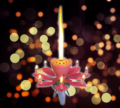 Vela de aniversário Musical de forma de flor de plástico