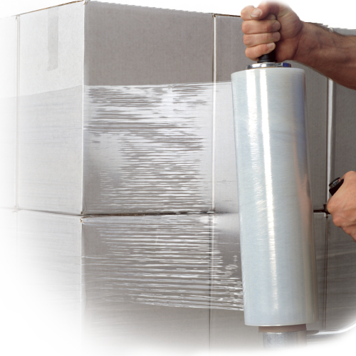 involucro per pallet in plastica stretch avvolto a mano