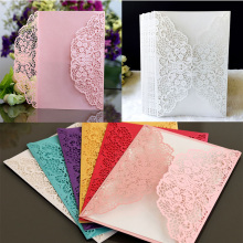 50pcs European Laser Cut Wedding Invitations Cards Elegant Lace Business Greeting Cards Birthday Wedding Party Favor Decoration