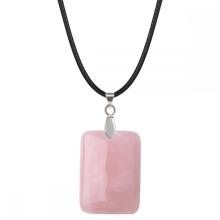 Rose Quartz 25x35 mm Collier pendentif en pierre rectangulaire pour femmes hommes