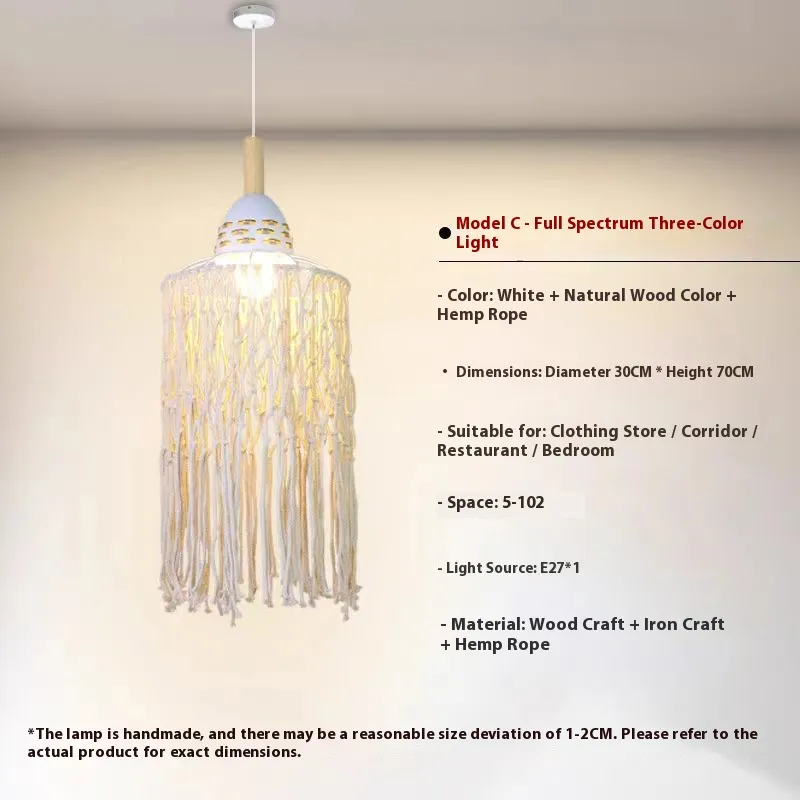 Handmade Macrame Boho Pendant Light for Cozy Bedroom and Living Room Decor