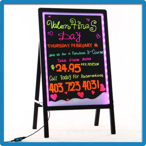 Outdoor 50*70 aluminium acrylic display board 90 flashing modes rewritable advertising menu board for shops with free accessori