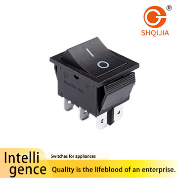 Interruptor oscilante preto iluminado em forma de barco Série R11