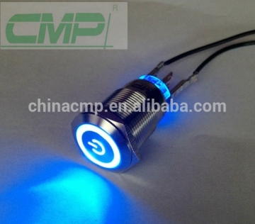 CMP metal illuminated IP67 reset push button computer power switch