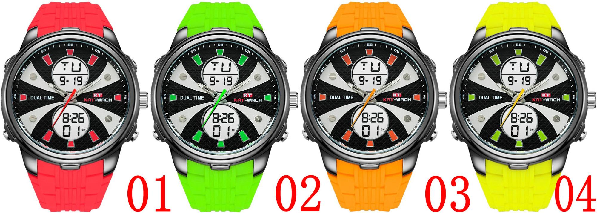 KAT-WACH 719 Men Digital Quartz Watch Silicone Strap Male Army WristWatches