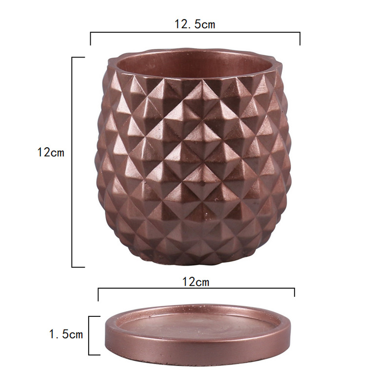 Rose Gold Home Decor Pineapple Cement Pot