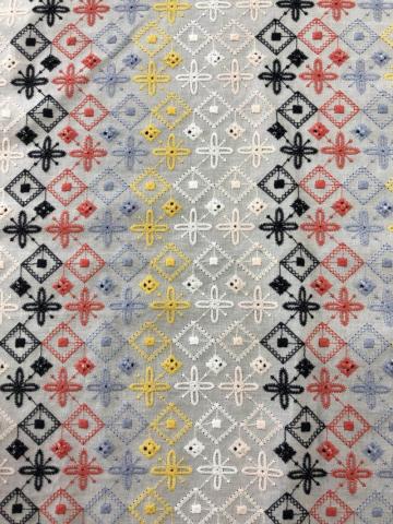 Six Colors Cross Design Cotton Embroider Fabric