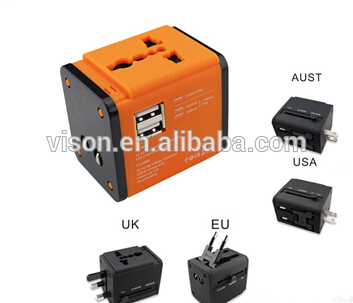 Universal Travel Adapter with USB Charger Promotional Adapter USB Travel Adapter CE/FCC/ROHS