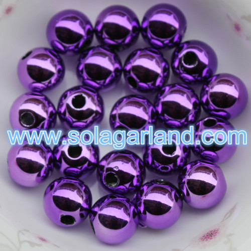 8-20MM Acryl Round Metallic Finished Bubblegum Beads