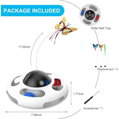 Electronic Electronic Rotated Butterfly Kitten Cat Mainan dengan Roller 2 Tracks Ball