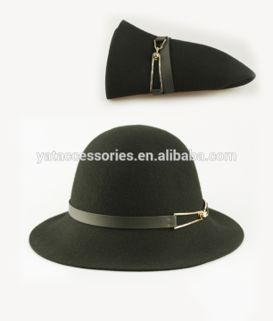 Ladies solid color cloche hat, 100% wool felt hat, packable hat with nice leather band