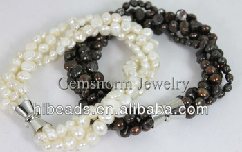 Freshwater Pearl Bracelet Black/White Pearl Jewelry Wholesale FP010