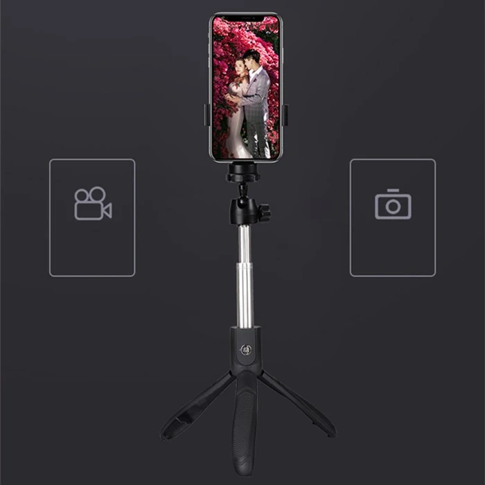 K05 3 in 1 Monopod Bluetooth Selfie Stick Mini Tripod with Rear Mirror for Phone Camera