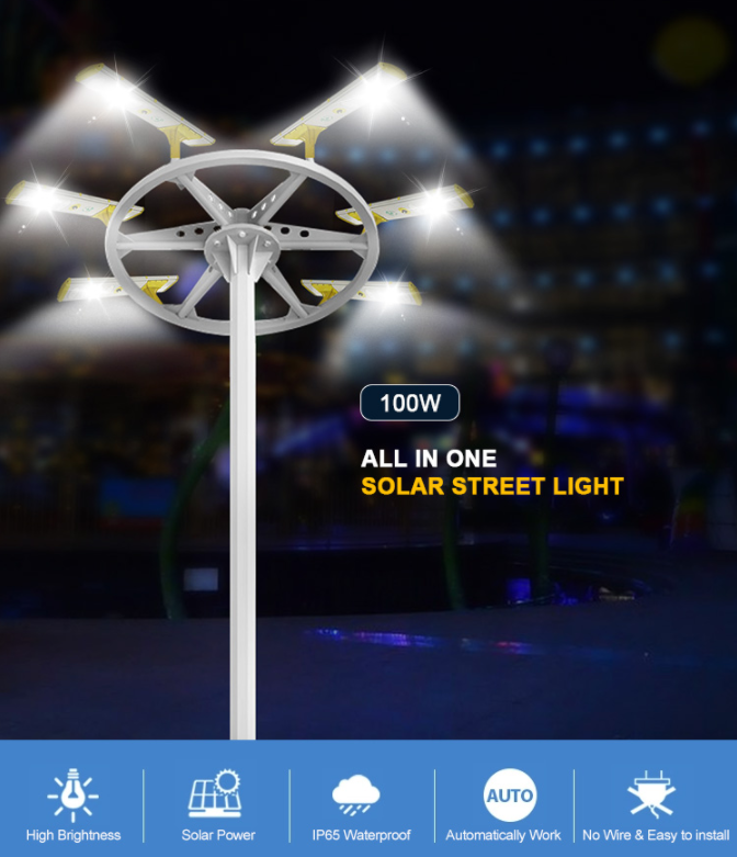 High lumen all in one solar led street light