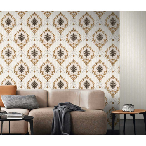 Papel de parede de vinil de damasco de luxo para revestimento de parede de sala de estar