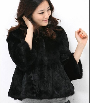 YR172 Whole Skin Women Fur Coat/Gray Color Spanish Rabbit Fur Jackets