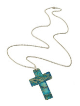 Blue Large Cross Pendant Necklace