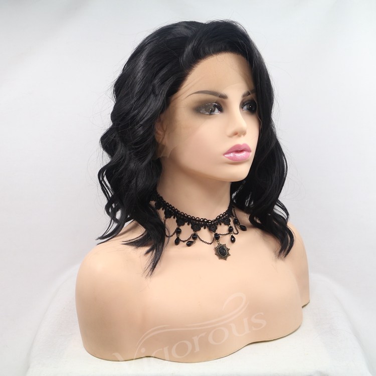 Vigorous mono short bob premium high quality afro kinky curly wholesale black women synthetic hair wigs lace front