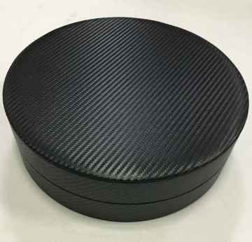 Black Carbon Fiber Round Leather Packaging Gift Box