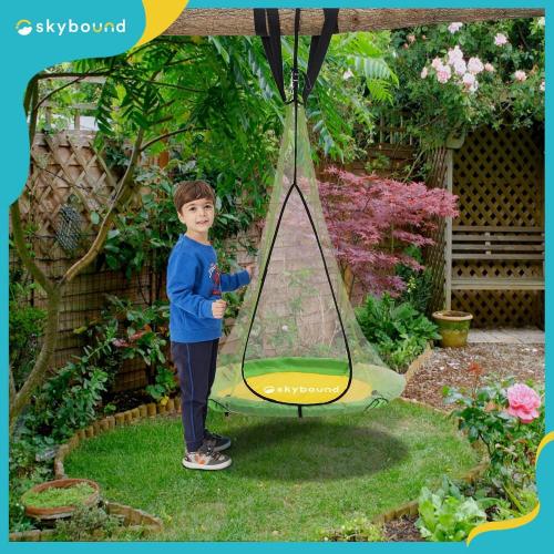 SkyBound 39 Inch Tree Swing Saucer Swing Green/Yellow