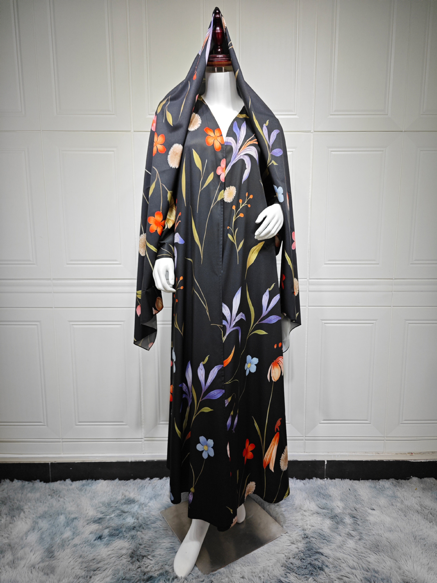 جزئیات رنگ ست گل عبای Floral Print Abaya Set Collection
