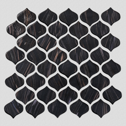 Black Gold lines Glass Arabesque Shape Hall Mosaico