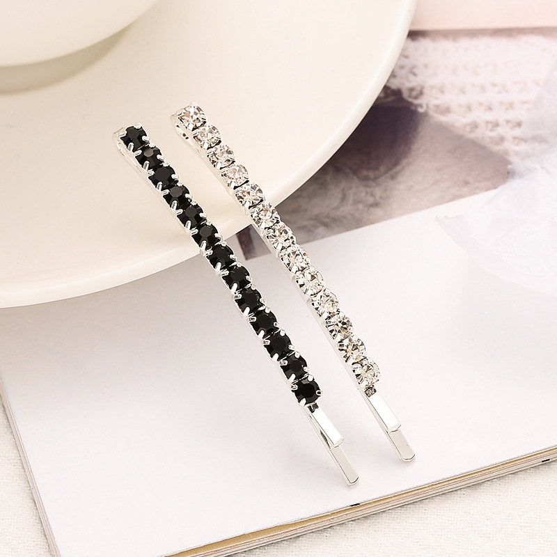 6.5cm curved rhinestone bobby pin silver/black bling metal hair pin bobby silver hair clips accessories