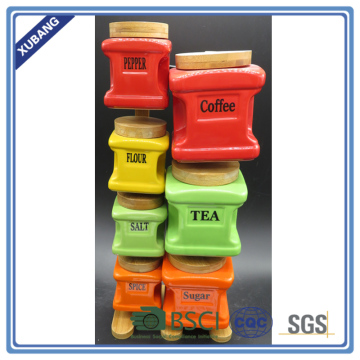 Screw Cap Sealing jar Green/Orange/Yellow Ceramic kitchen canisters